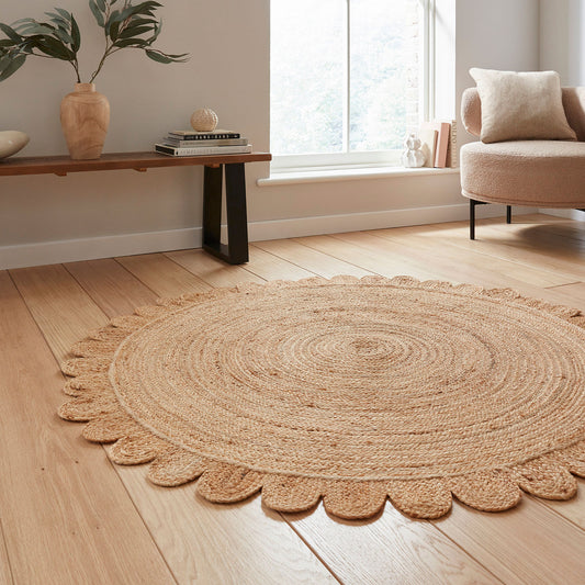 Savannah Jute Scallop Natural Round Rug