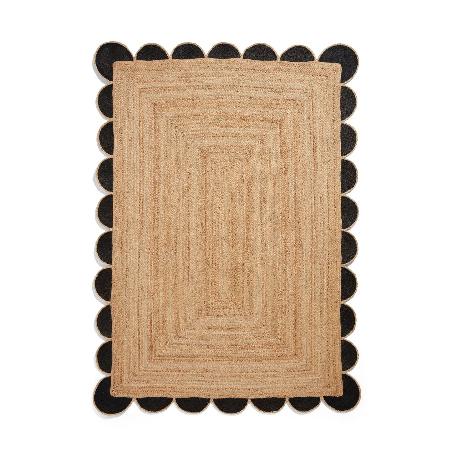 Savannah Jute Scallop Black Edge Natural Rug