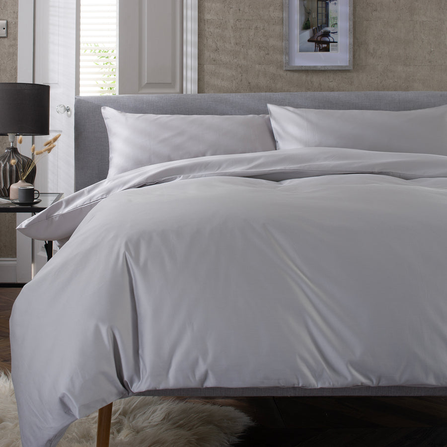 The Lyndon Company Savoy Grey 100% Cotton Sateen 400TC Duvet Set