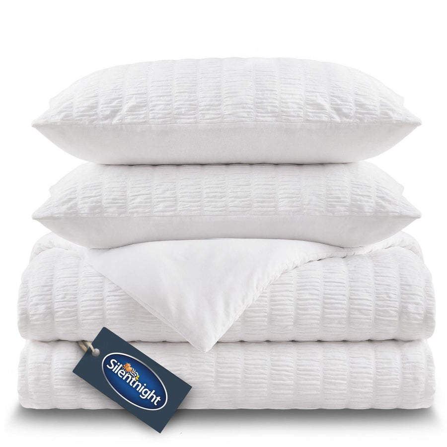 Silentnight White Seersucker 10.5 Tog Coverless Duvet and Pillowcase Set