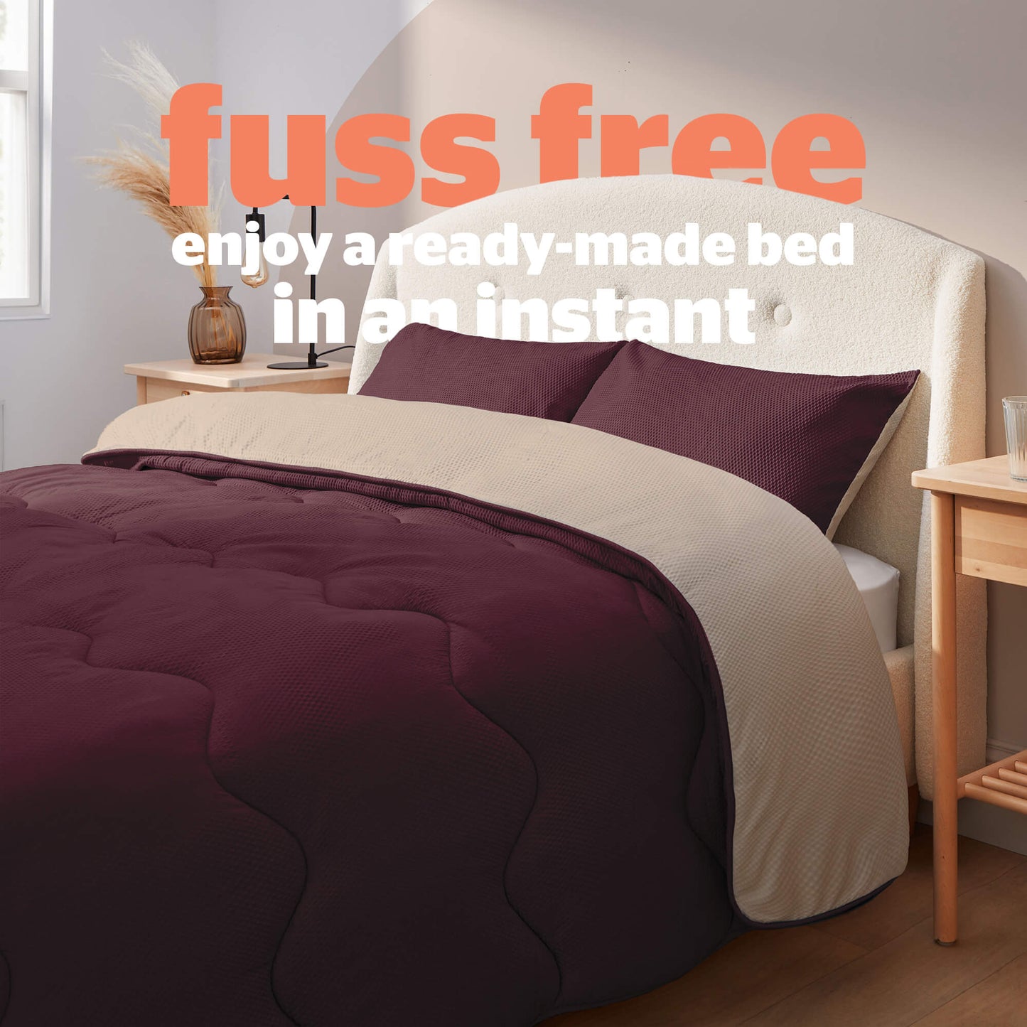 Silentnight Seersucker Berry Coverless 10.5 Tog Duvet and Pillowcase Set
