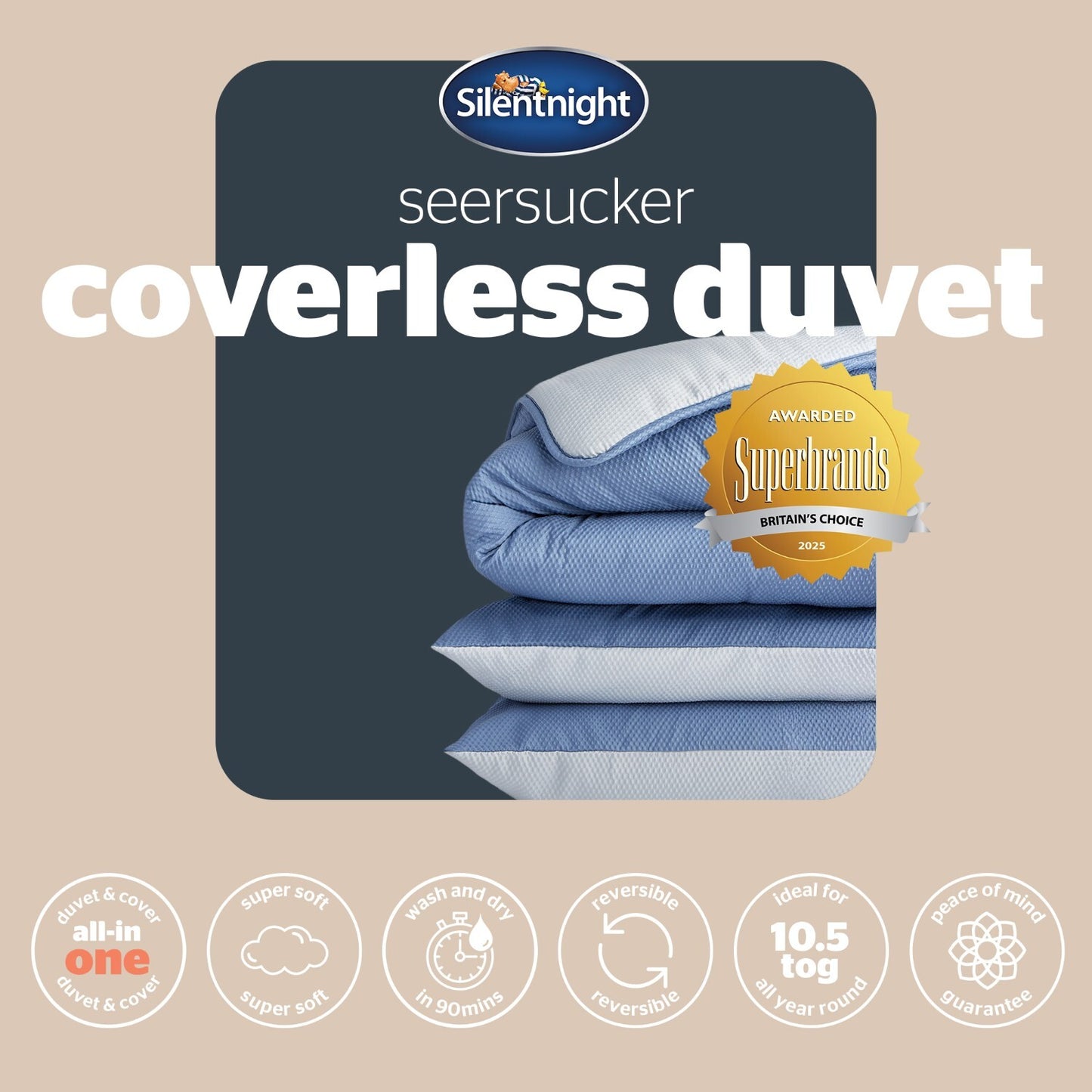 Silentnight Blue Coverless 10.5 Tog Duvet And Pillowcase
