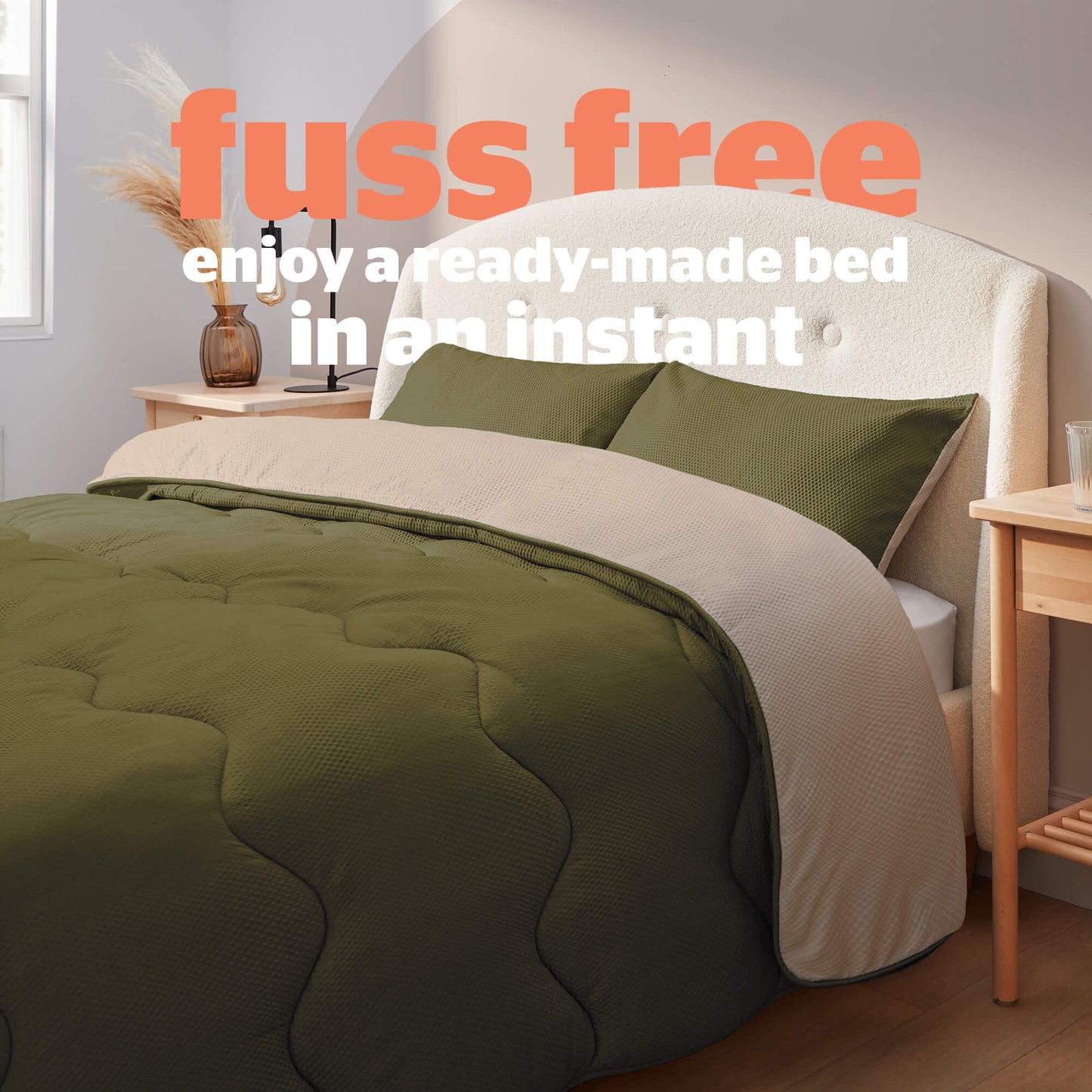 Silentnight Seersucker Olive Coverless 10.5 Tog Duvet and Pillowcase Set