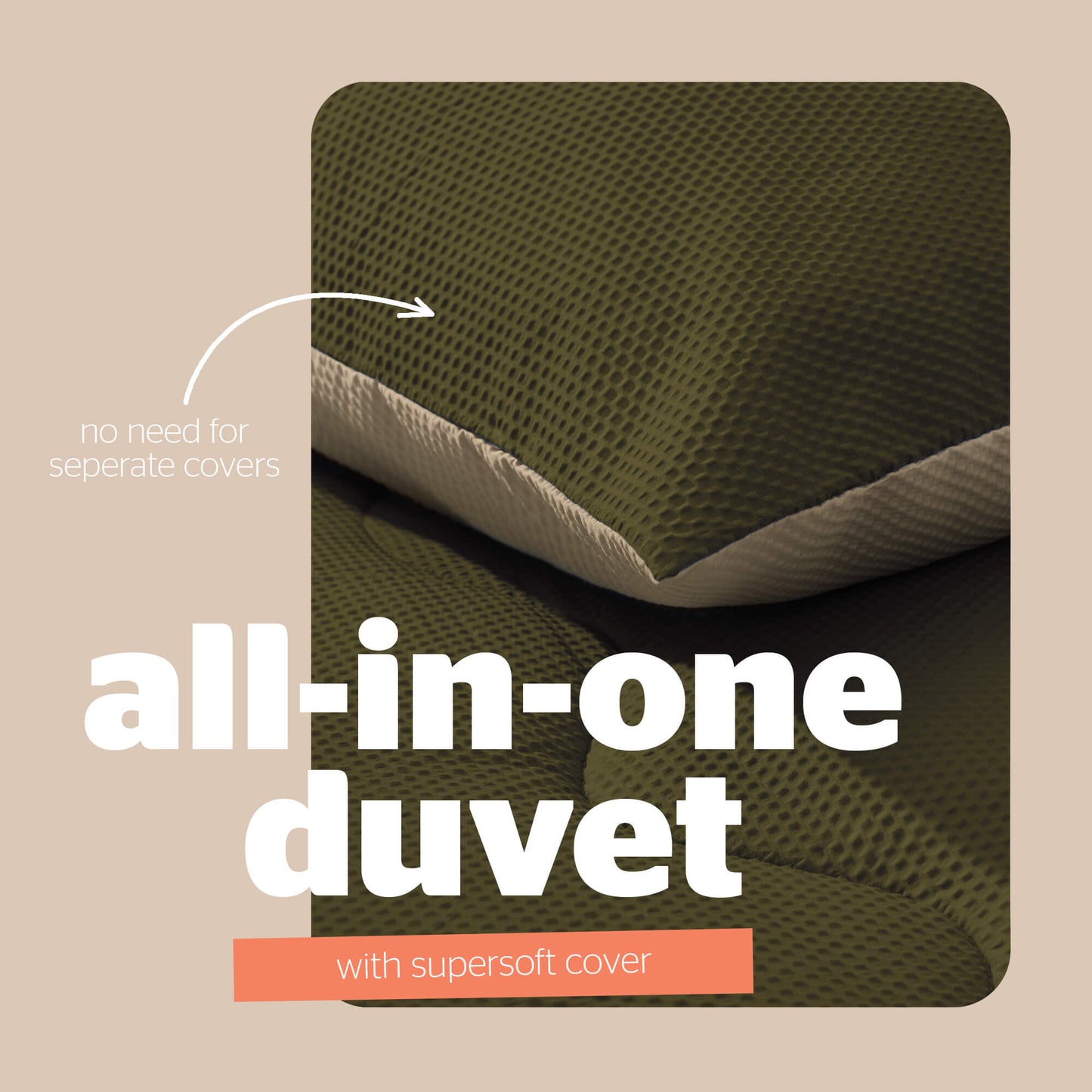 Silentnight Seersucker Olive Coverless 10.5 Tog Duvet and Pillowcase Set