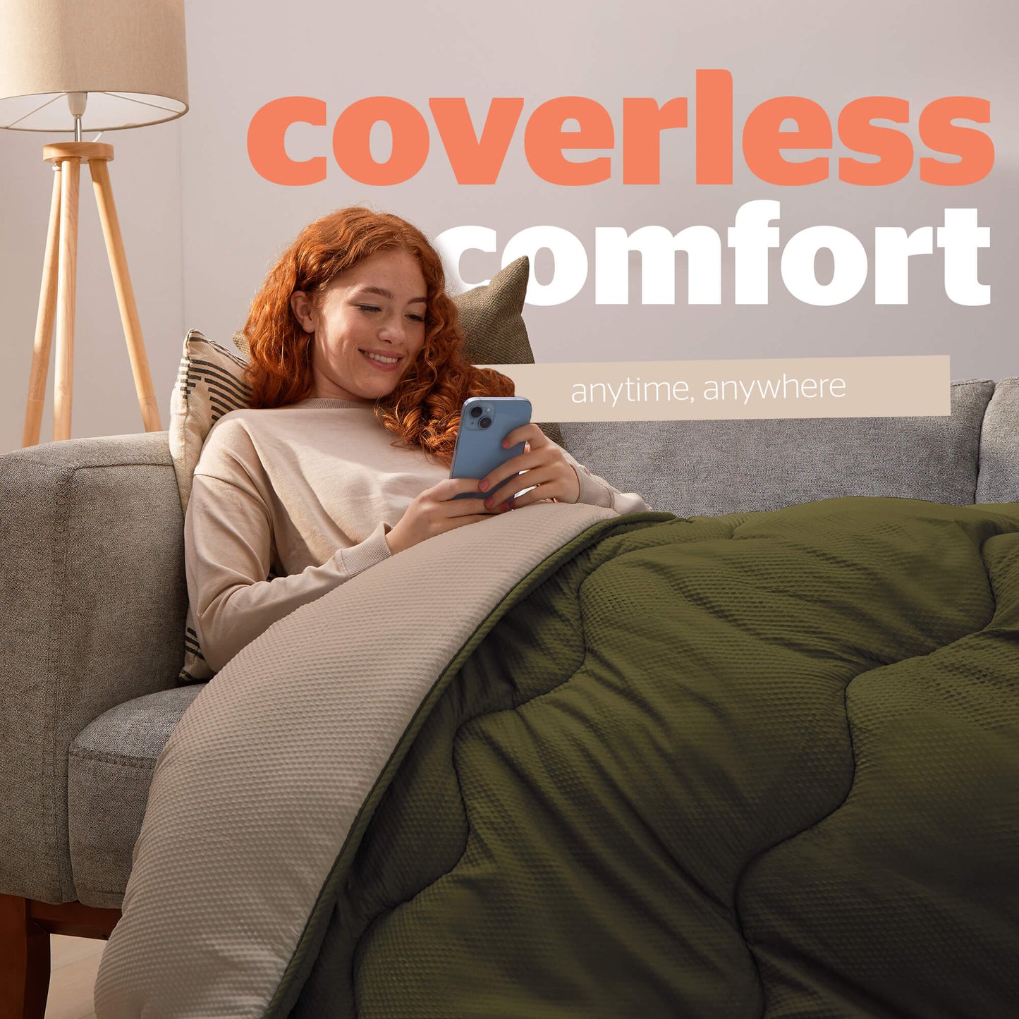 Silentnight Seersucker Olive Coverless 10.5 Tog Duvet and Pillowcase Set