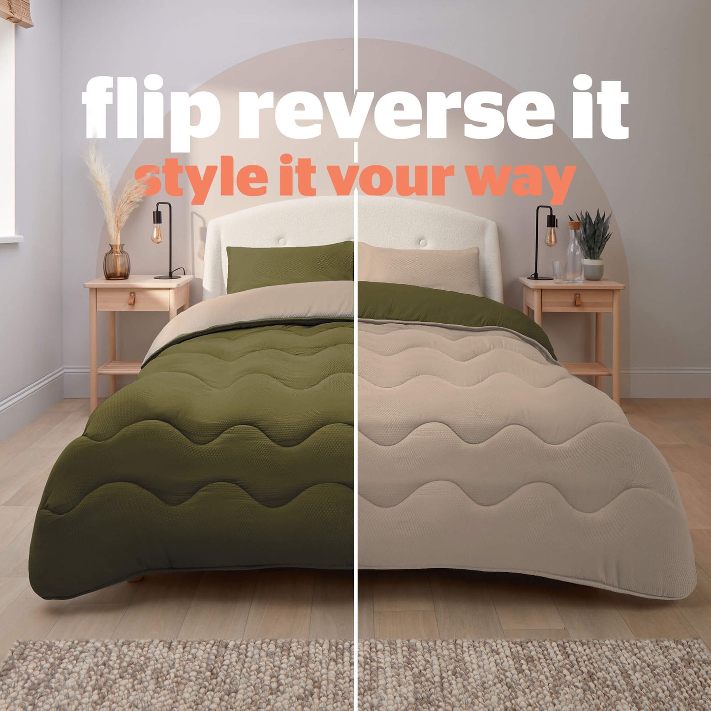 Silentnight Seersucker Olive Coverless 10.5 Tog Duvet and Pillowcase Set