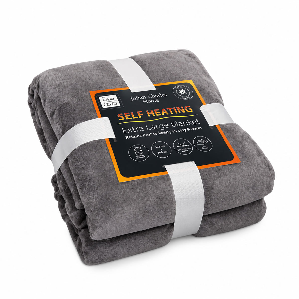 Self Heating Charcoal Fleece Throw Blanket