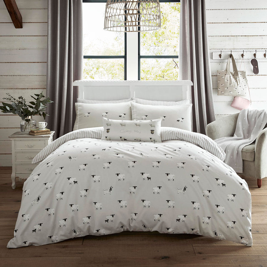 Sophie Allport Sheep Oatmeal Brushed Cotton Duvet Set