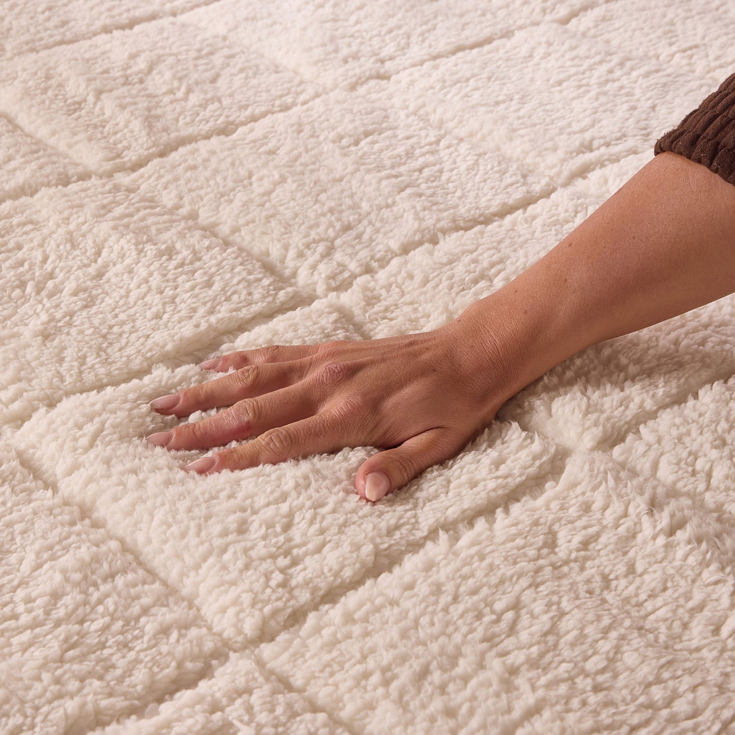 Sherpa Fleece Cream Mattress Topper