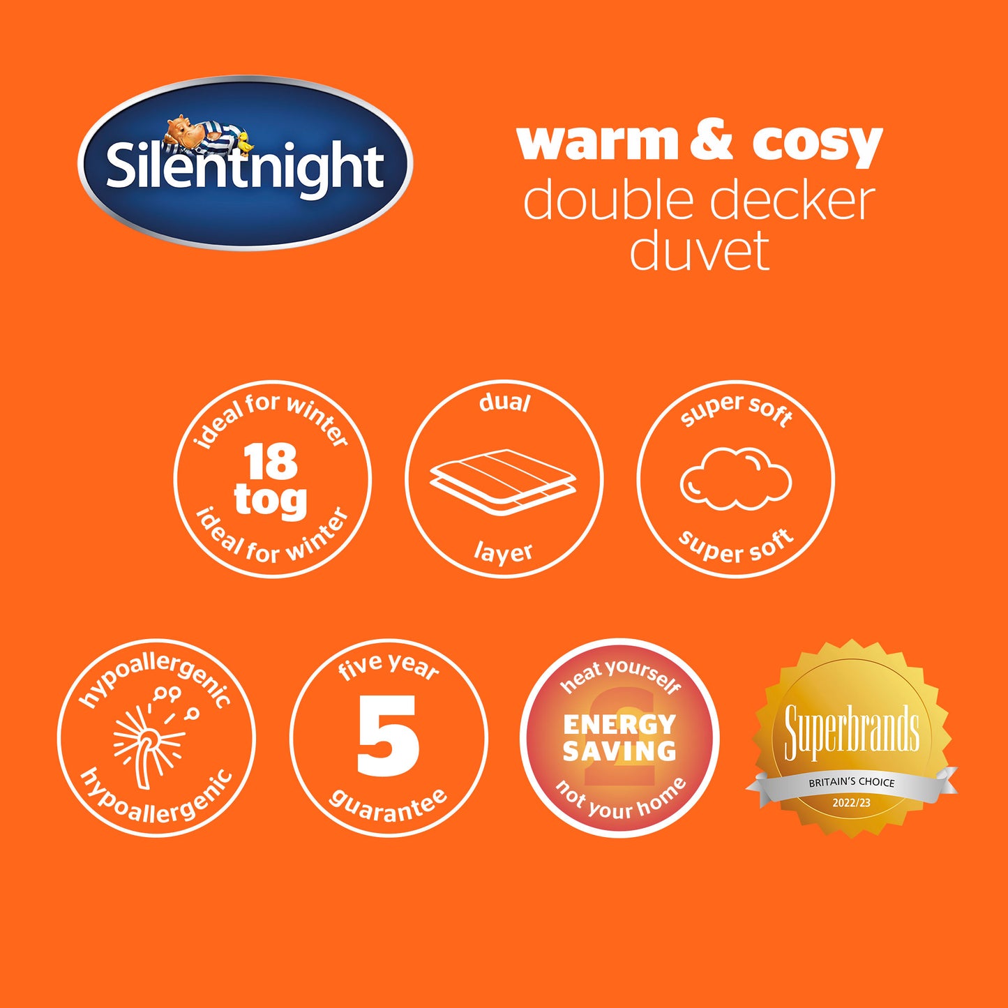 Silentnight Warm And Cosy Double Decker 18 Tog Duvet