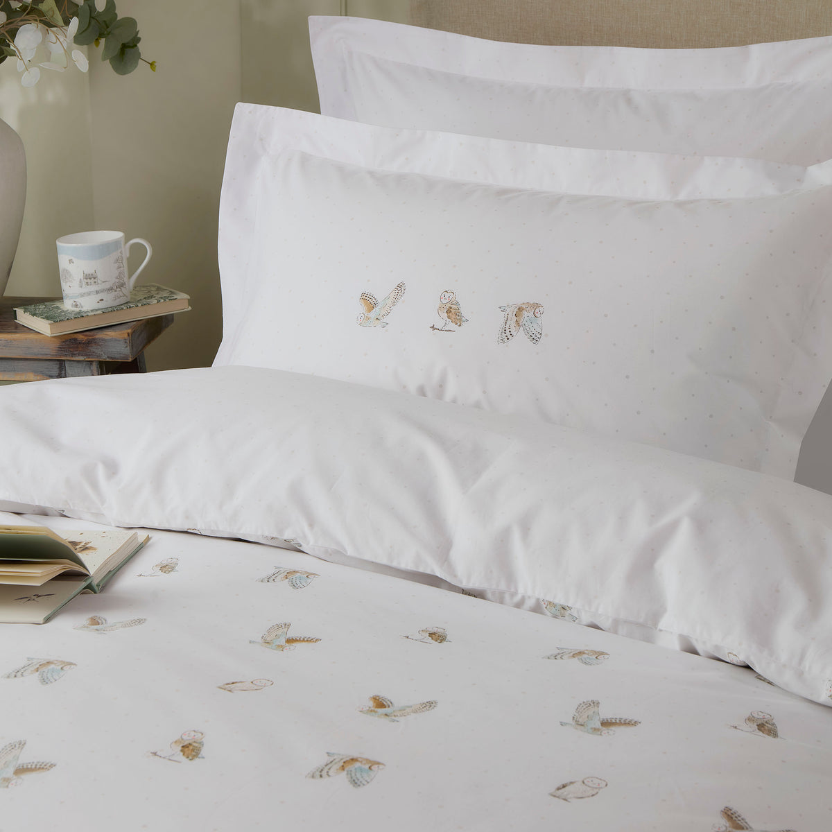 Sophie Allport Snowy Owls White 200TC Cotton Duvet Set