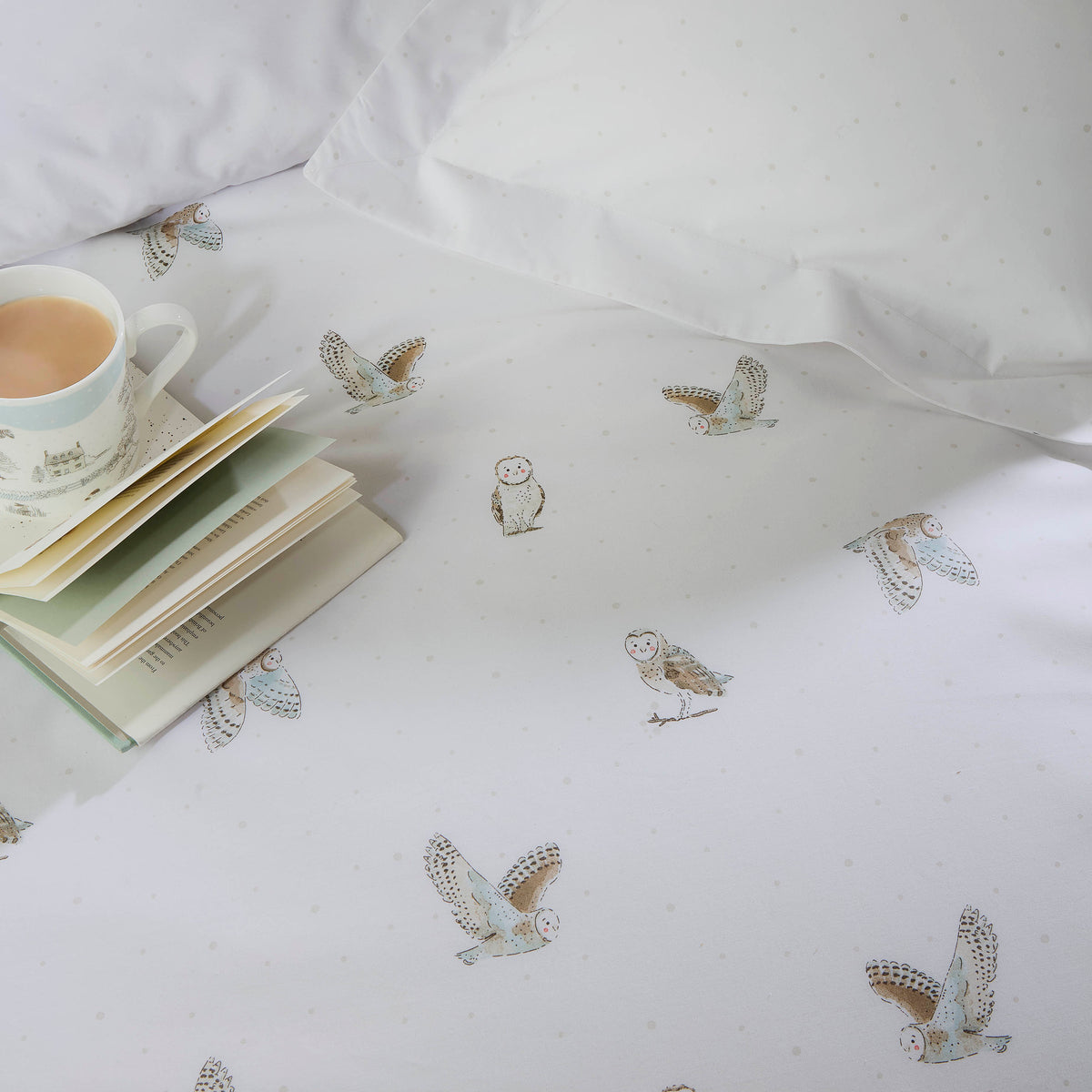 Sophie Allport Snowy Owls White 200TC Cotton Duvet Set