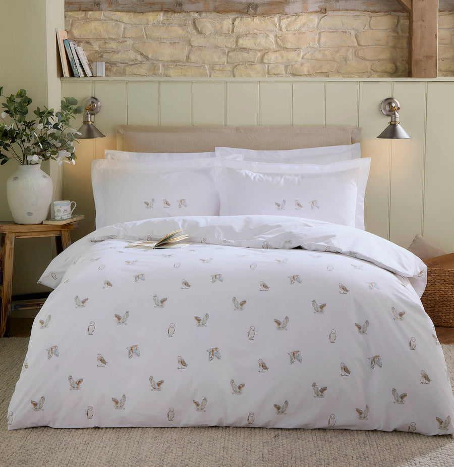 Sophie Allport Snowy Owls White 200TC Cotton Duvet Set