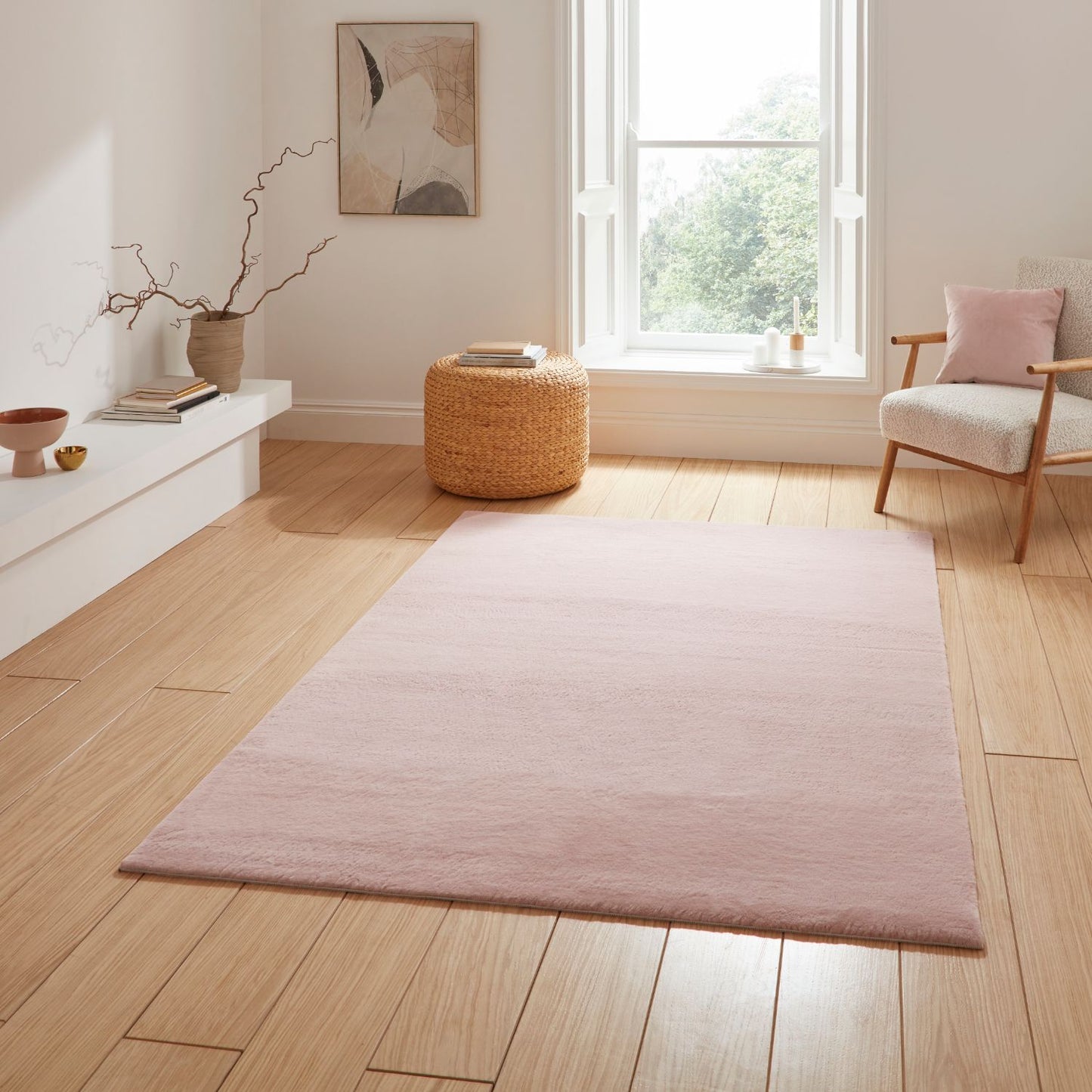 Snug Rug Blush Pink Plain Shaggy Rug