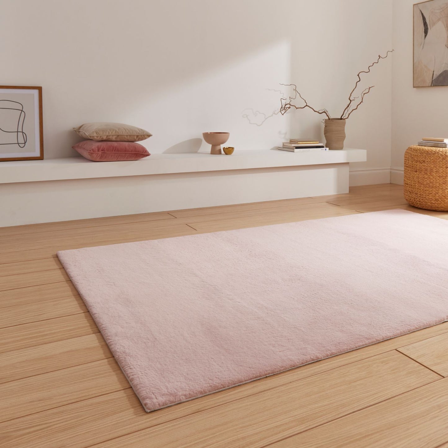 Snug Rug Blush Pink Plain Shaggy Rug