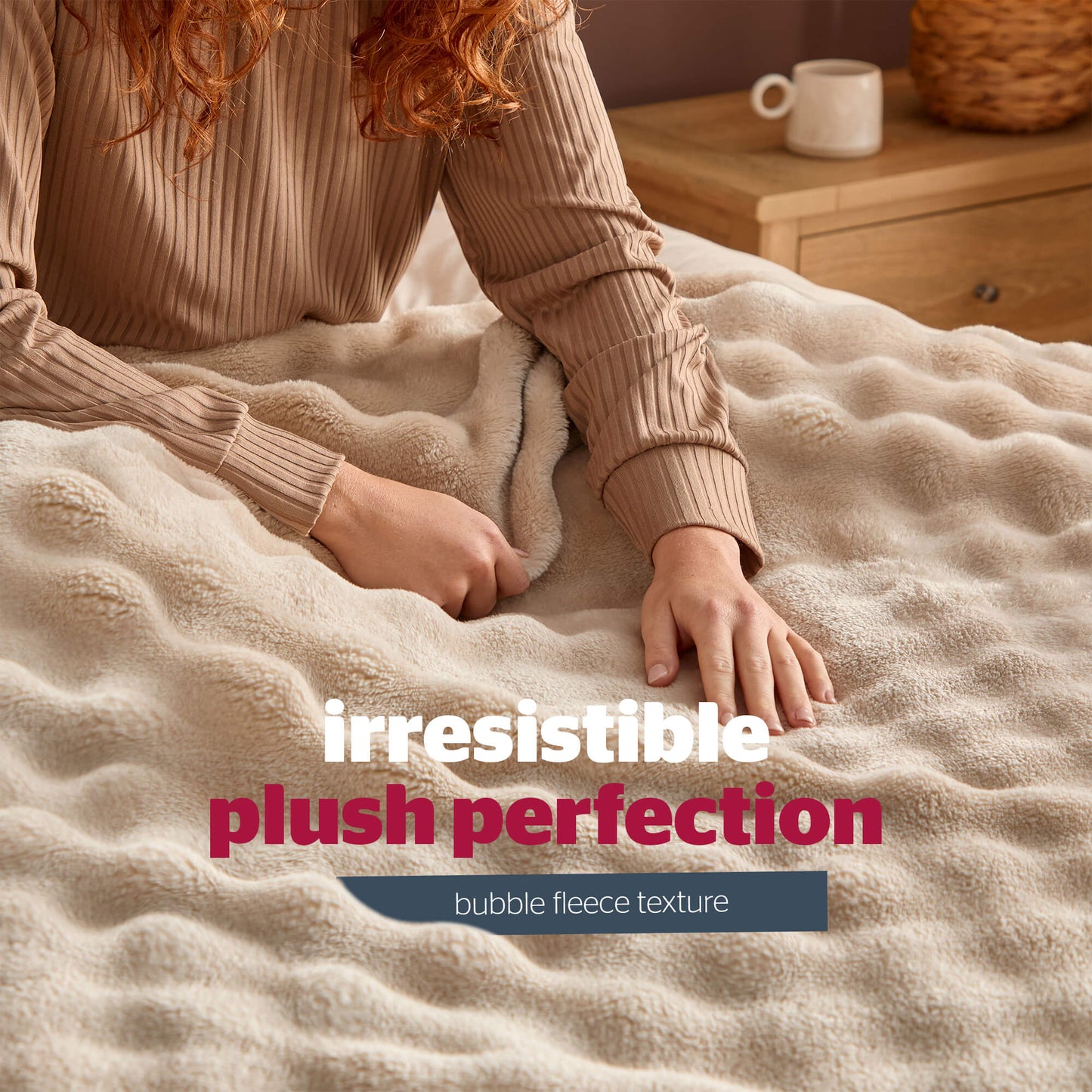 Silentnight Snugsie Natural Bubble Fleece Throw