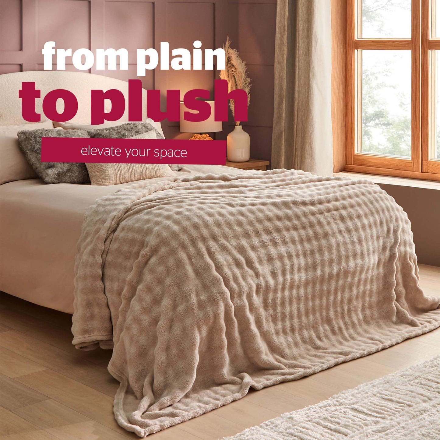 Silentnight Snugsie Natural Bubble Fleece Throw