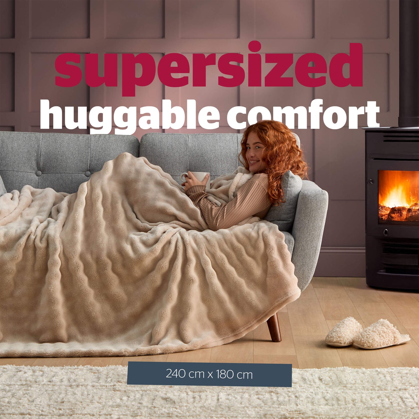 Silentnight Snugsie Natural Bubble Fleece Throw