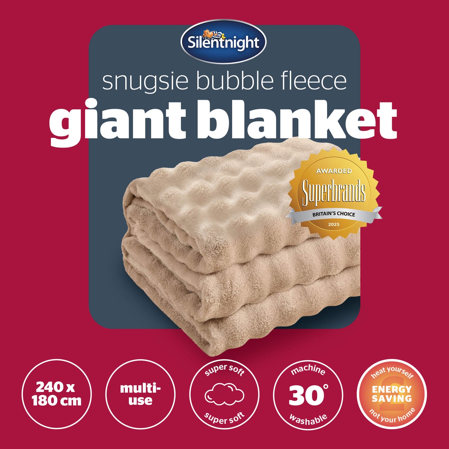 Silentnight Snugsie Natural Bubble Fleece Throw