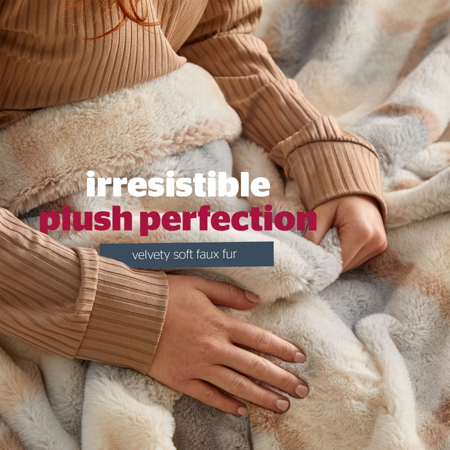 Silentnight Snugsie Natural Check Faux Fur Throw