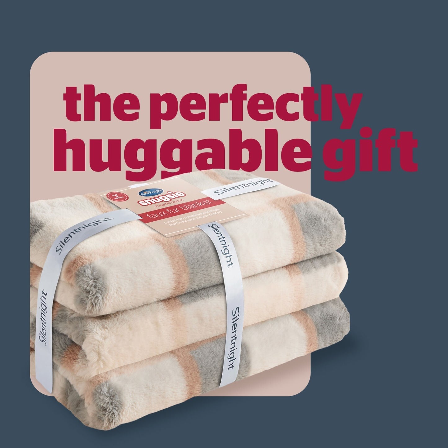 Silentnight Snugsie Natural Check Faux Fur Throw