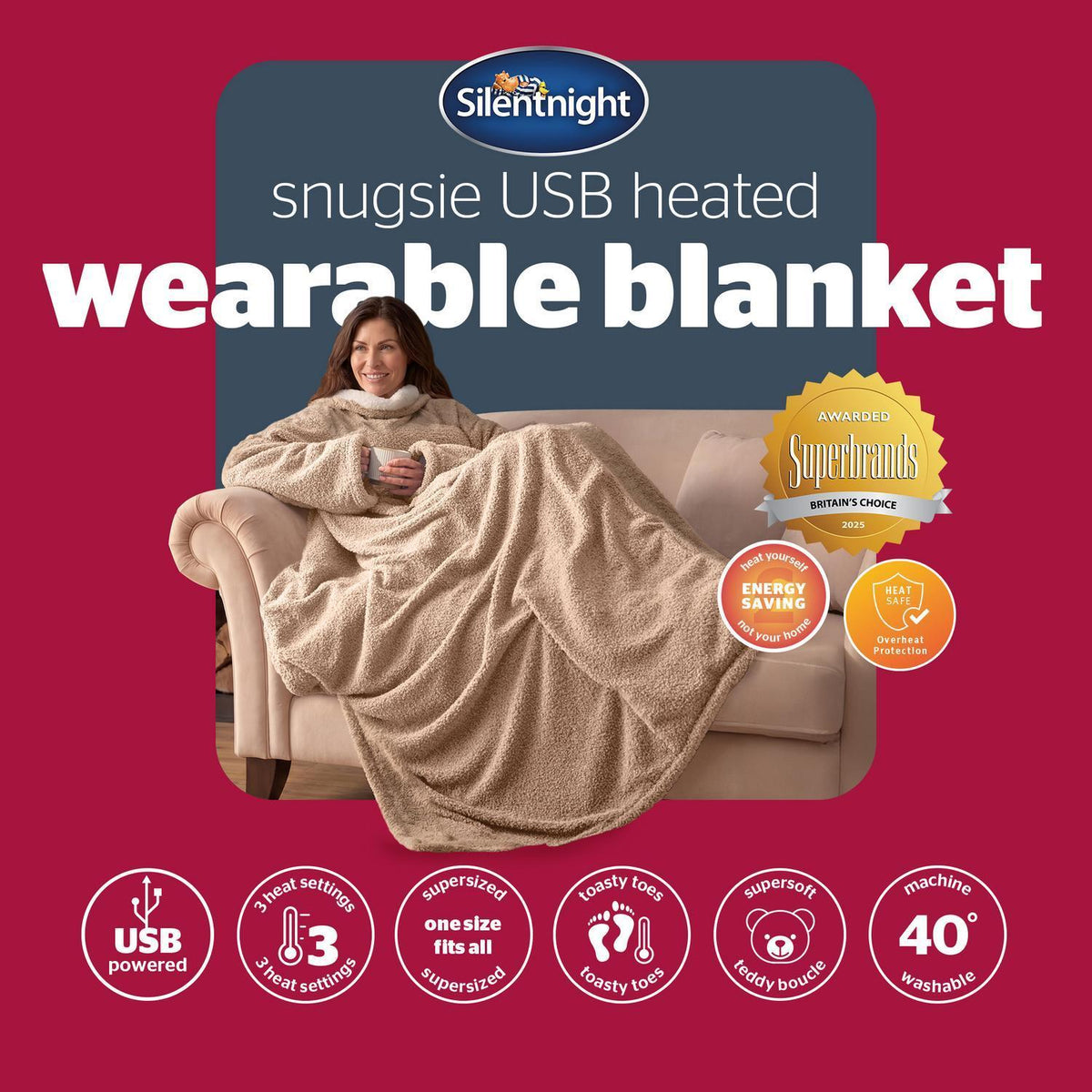 Silentnight Snugsie Natural USB Wearable Blanket