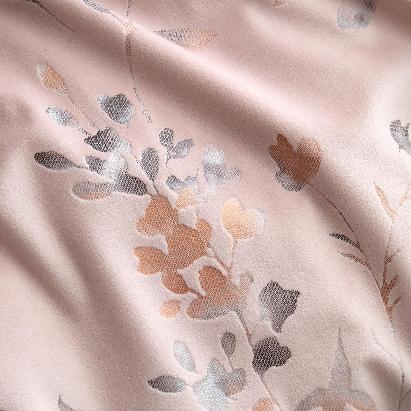 Metallic Leaf Pink Velvet Duvet Set