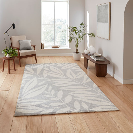 Catherine Lansfield Sorral Leaves Grey Rug