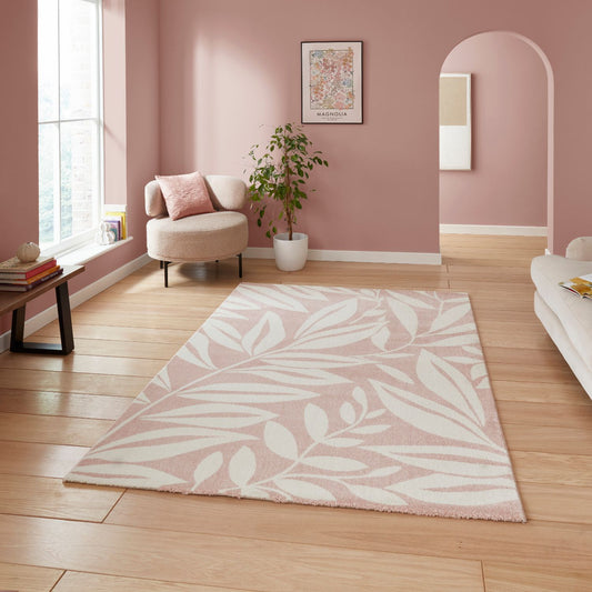 Catherine Lansfield Sorral Leaves Rose Rug