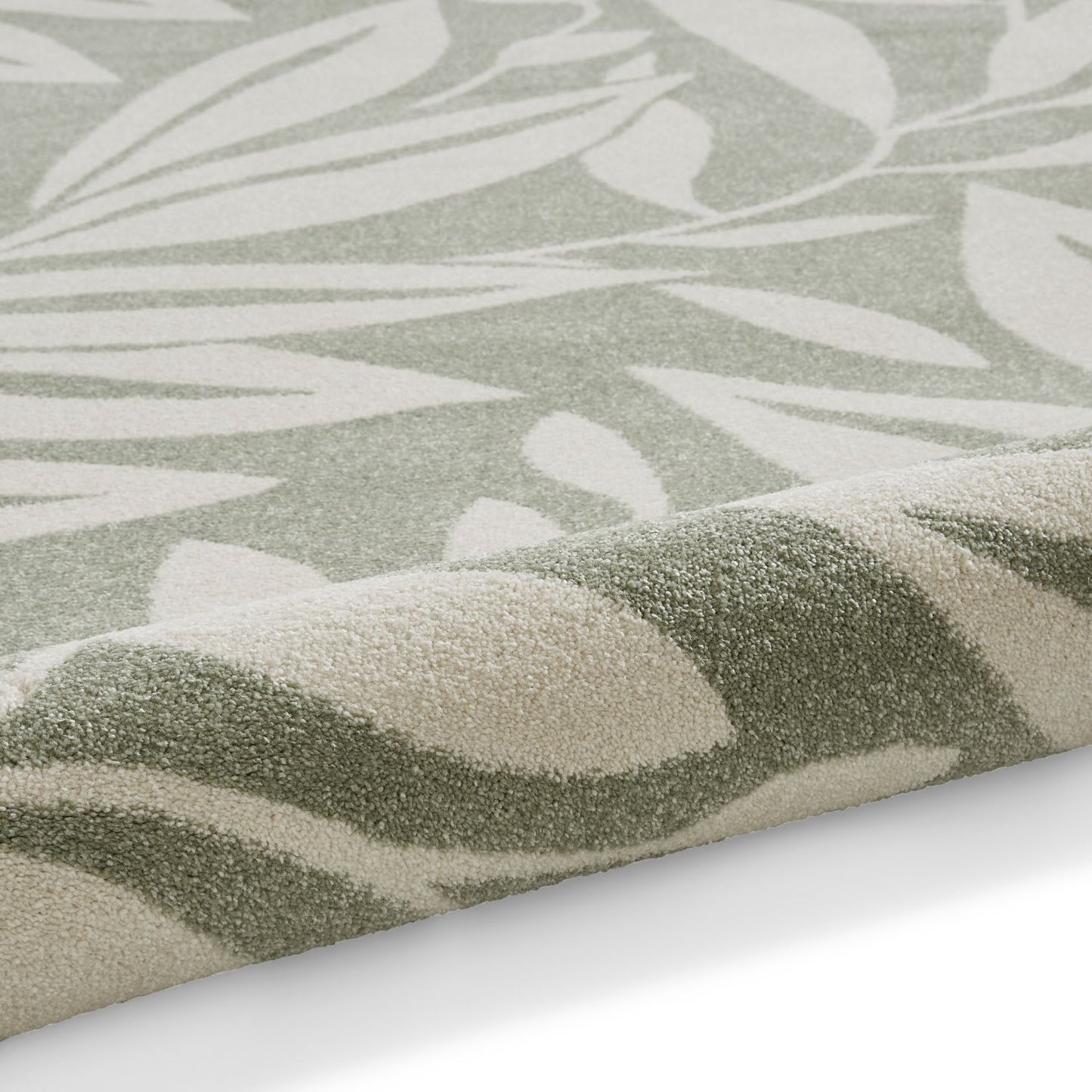 Catherine Lansfield Sorral Leaves Sage Green Rug