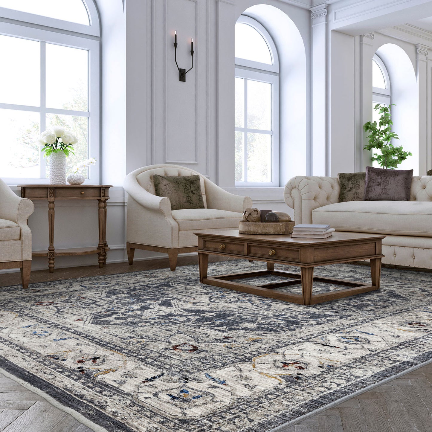 Sovereign Charcoal Medallion Rug