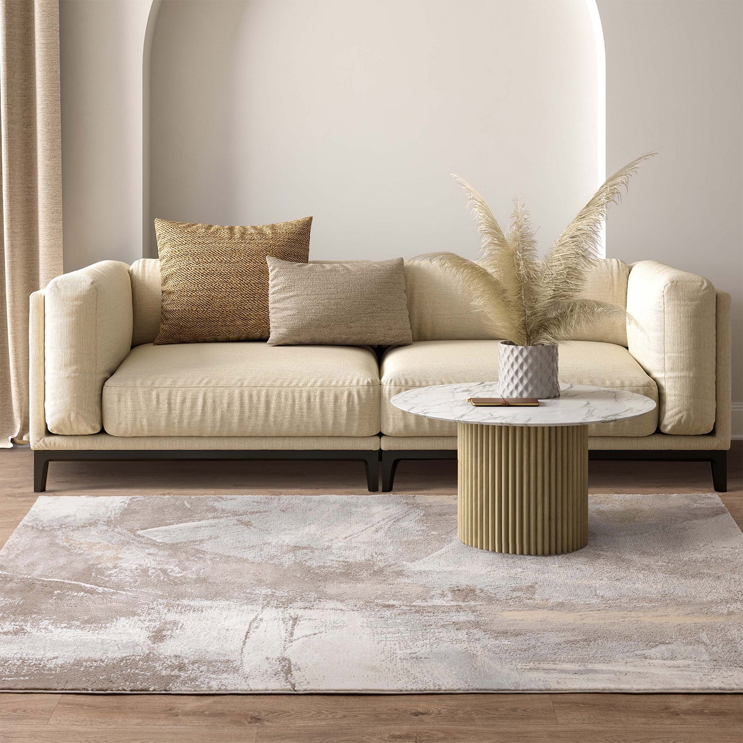 Stellar ST02 Abstract Beige Rug