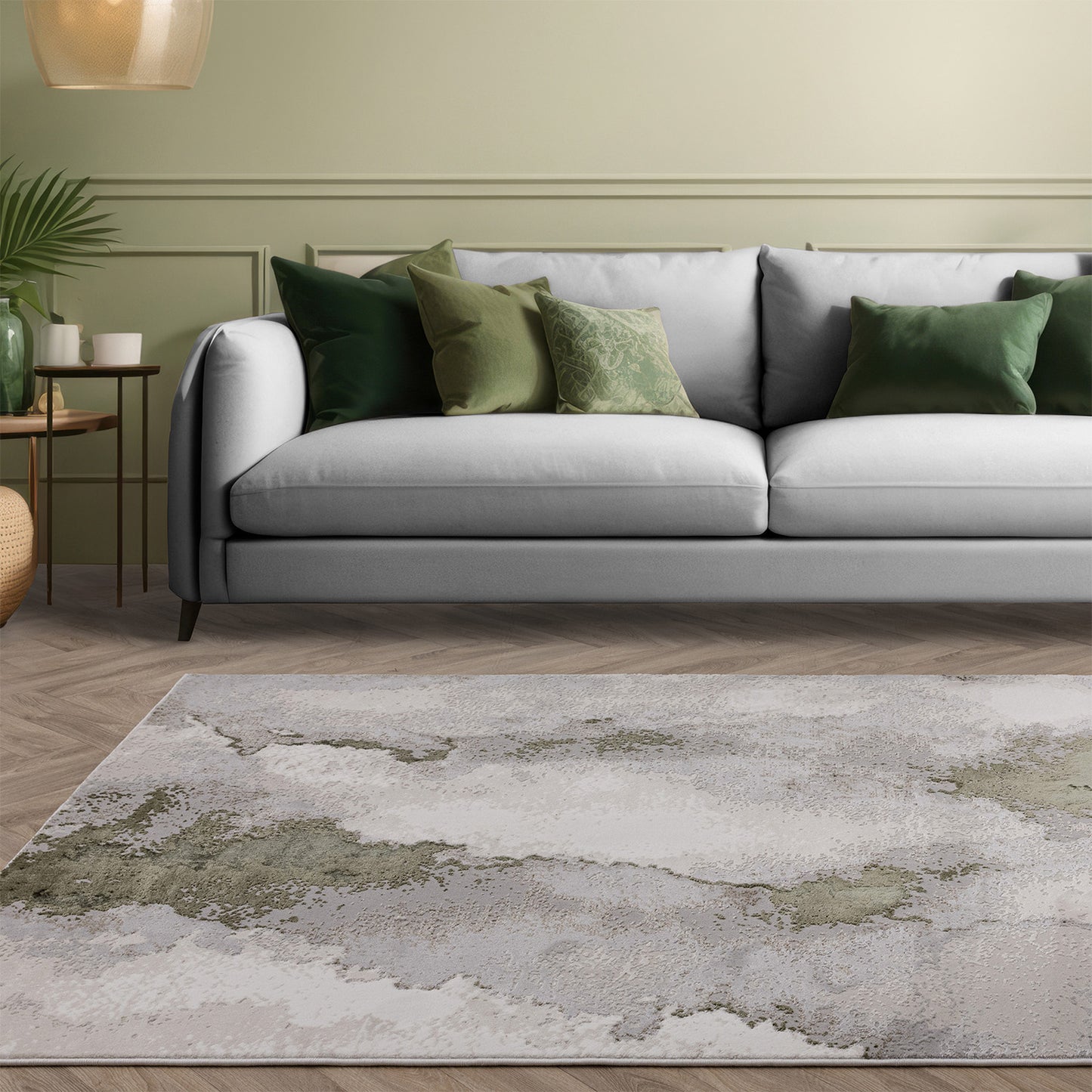 Stellar ST04 Abstract Green Rug