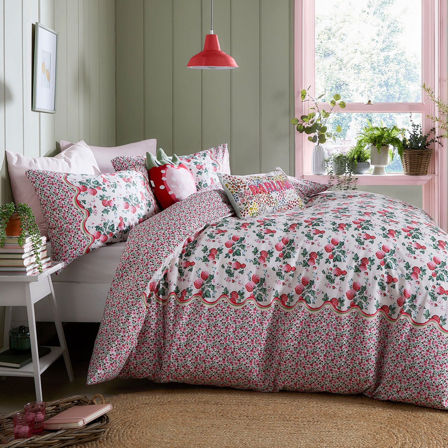 Cath Kidston Strawberry Rose Pink 100% Cotton Duvet Set