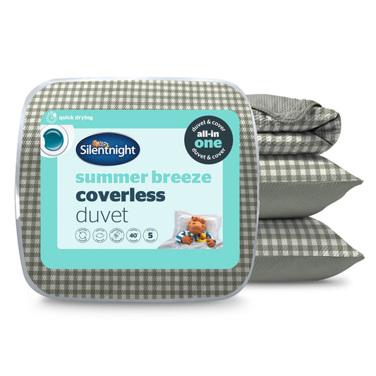 Silentnight Summer Breeze Gingham Sage Reversible 2.5 Tog Coverless Duvet