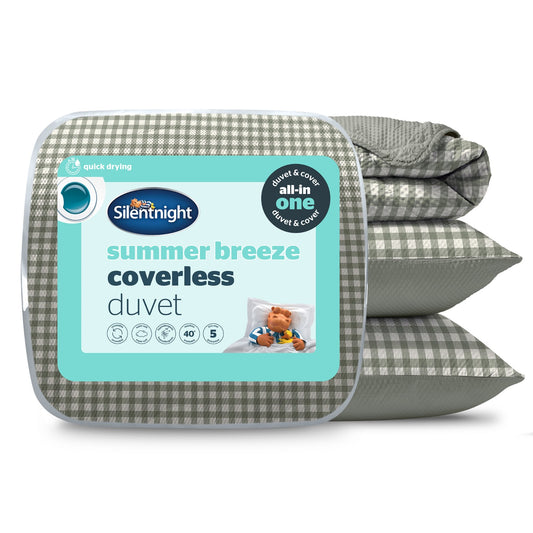 Silentnight Summer Breeze Gingham Sage Reversible 4.5 Tog Coverless Duvet