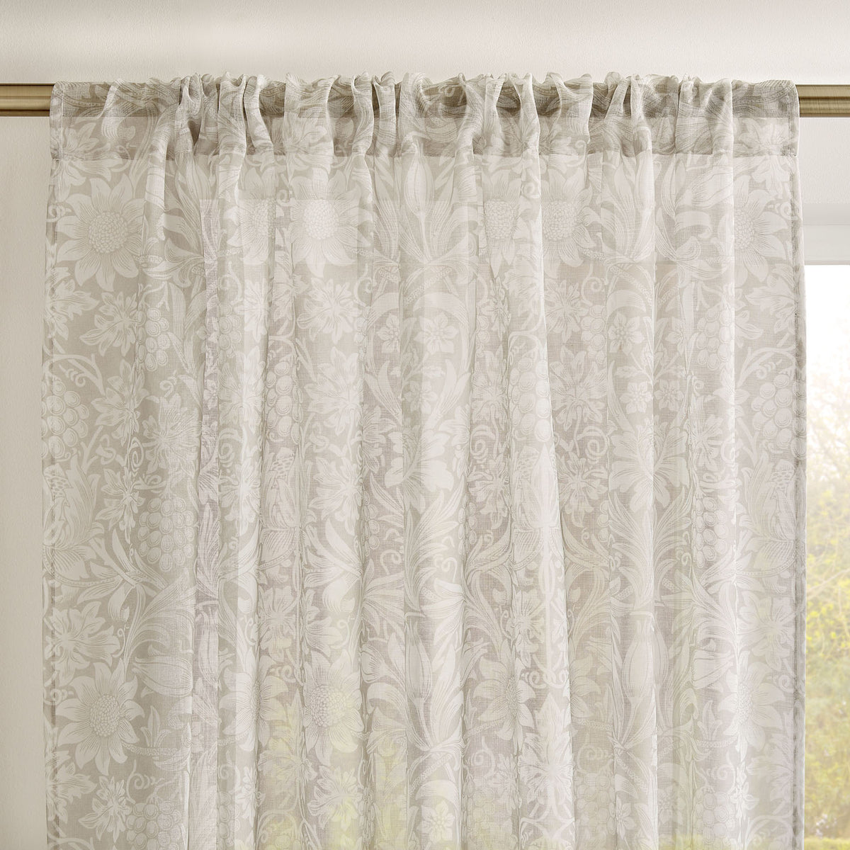 William Morris At Home Sunflowers Natural Sheer Slot Top Voile