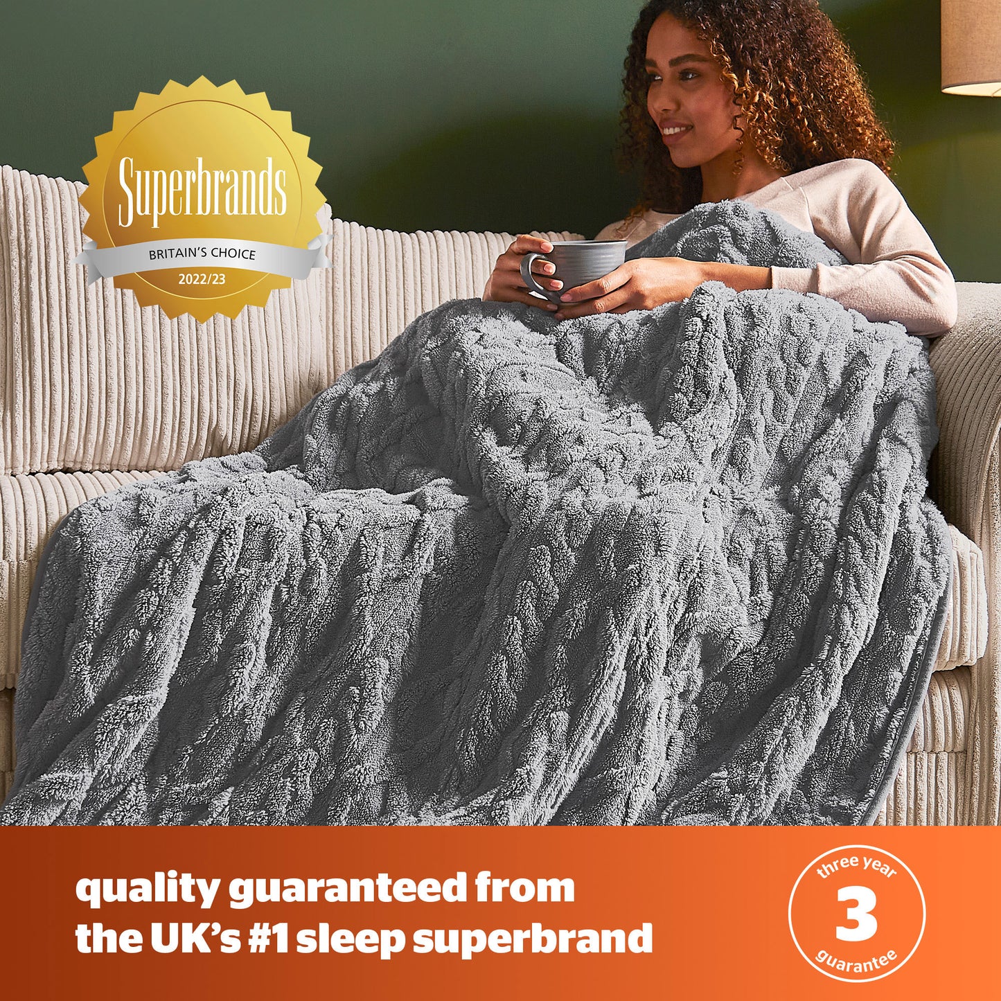 Silentnight Luxury Super Cosy Charcoal Heated Throw