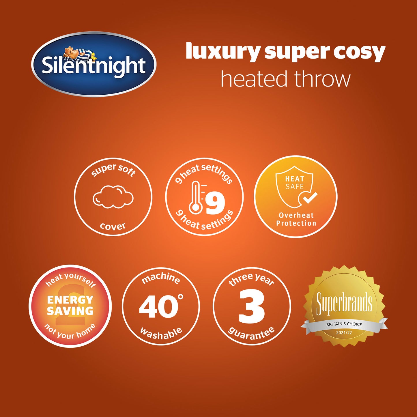 Silentnight Luxury Super Cosy Charcoal Heated Throw