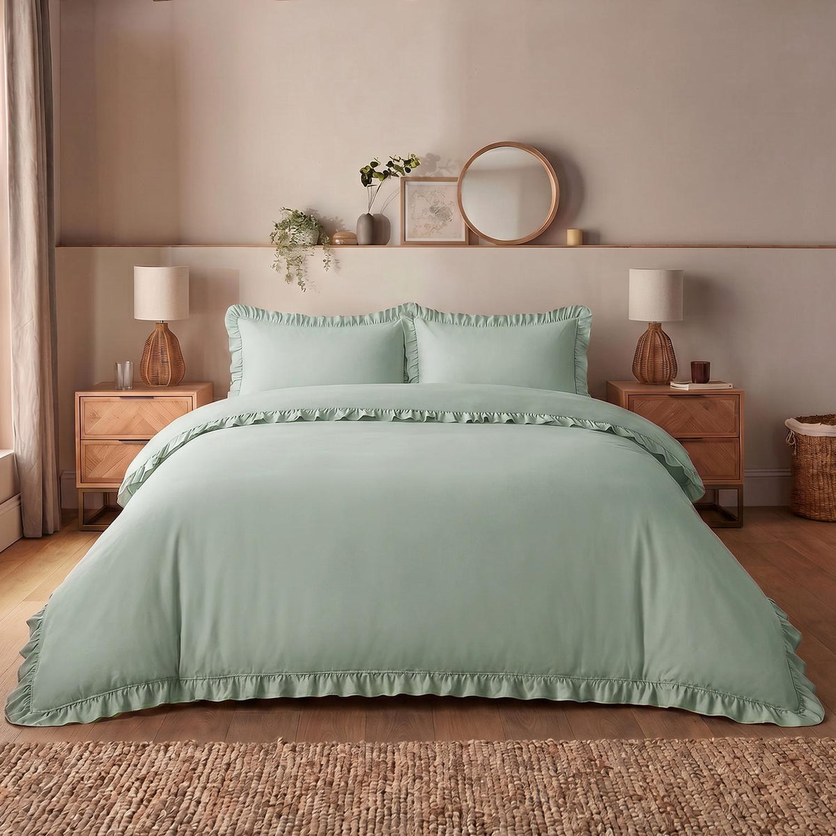 Silentnight Frill Edge Sage Green Super Soft Duvet Set