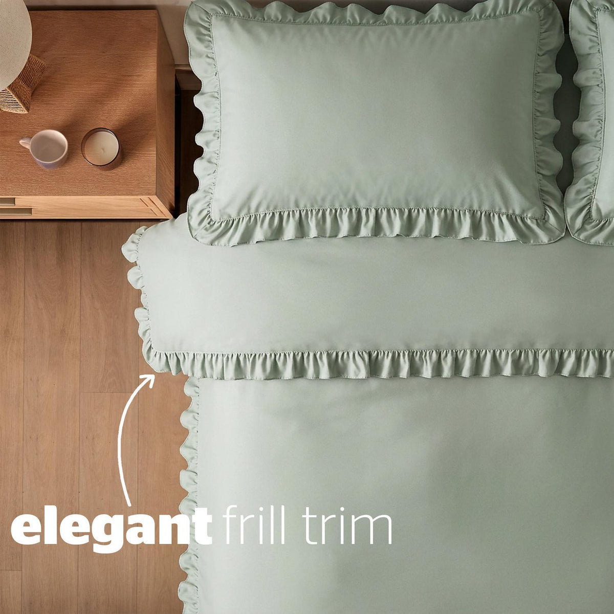 Silentnight Frill Edge Sage Green Super Soft Duvet Set