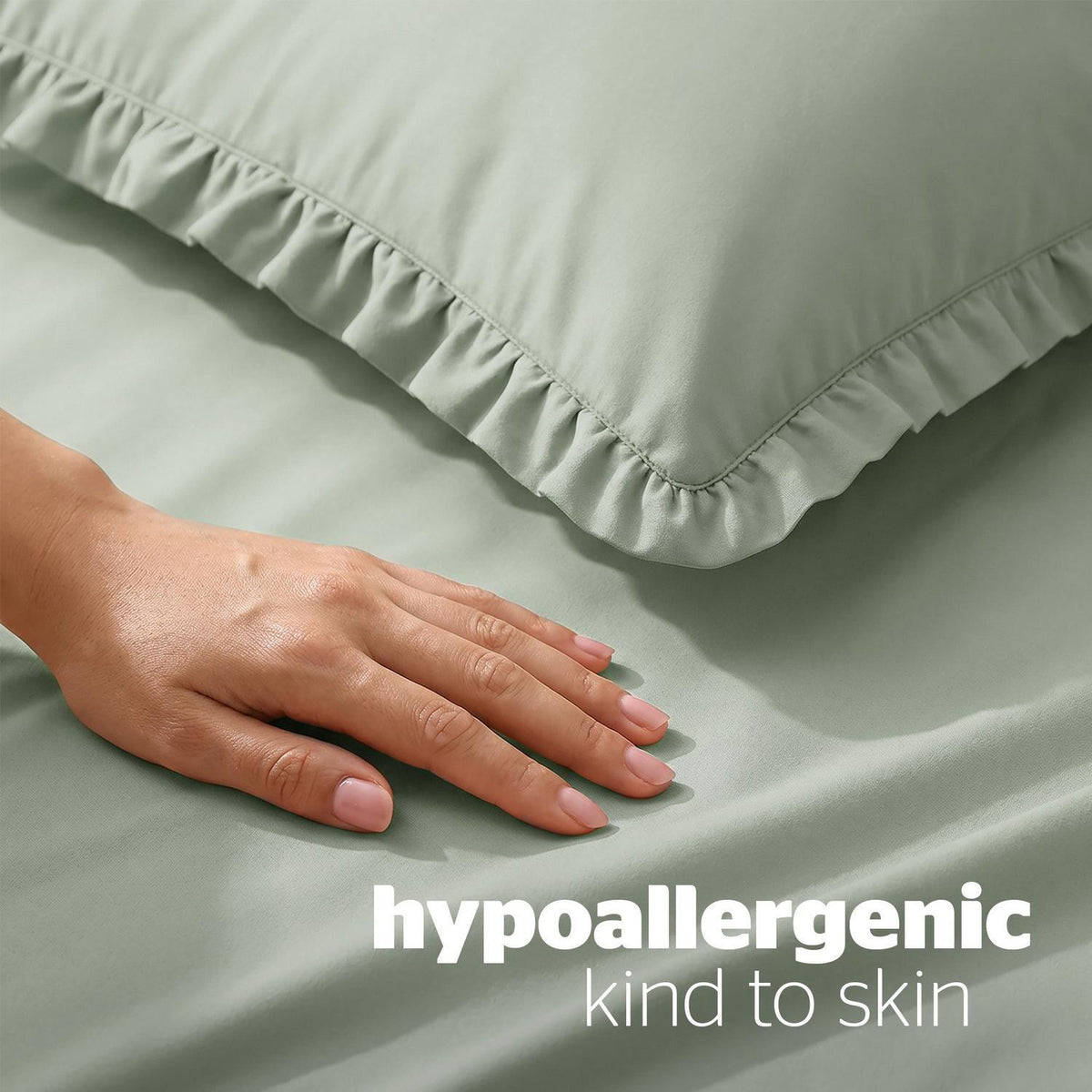 Silentnight Frill Edge Sage Green Super Soft Duvet Set