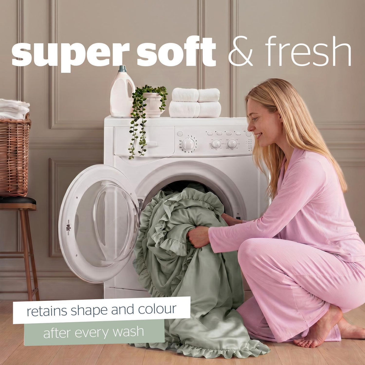 Silentnight Frill Edge Sage Green Super Soft Duvet Set