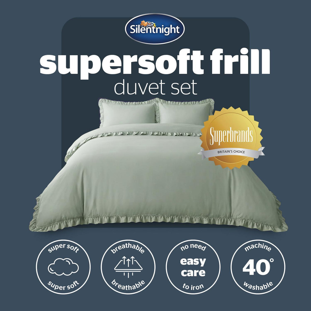 Silentnight Frill Edge Sage Green Super Soft Duvet Set