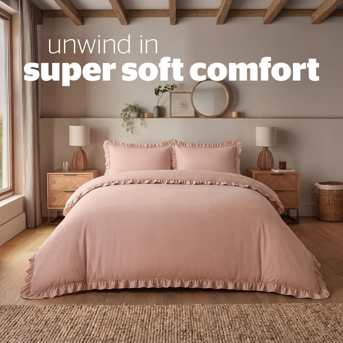 Silentnight Frill Edge Blush Pink Super Soft Duvet Set