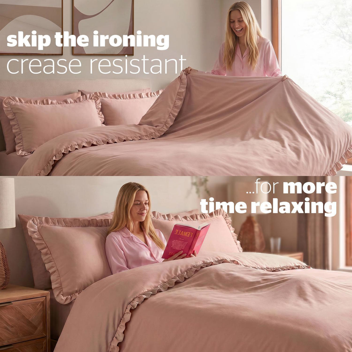 Silentnight Frill Edge Blush Pink Super Soft Duvet Set