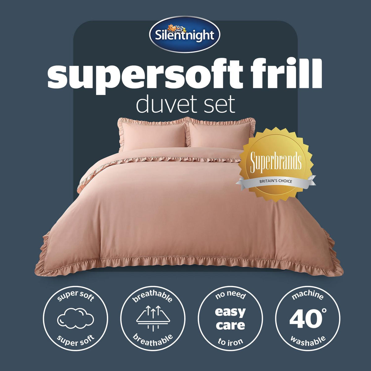 Silentnight Frill Edge Blush Pink Super Soft Duvet Set
