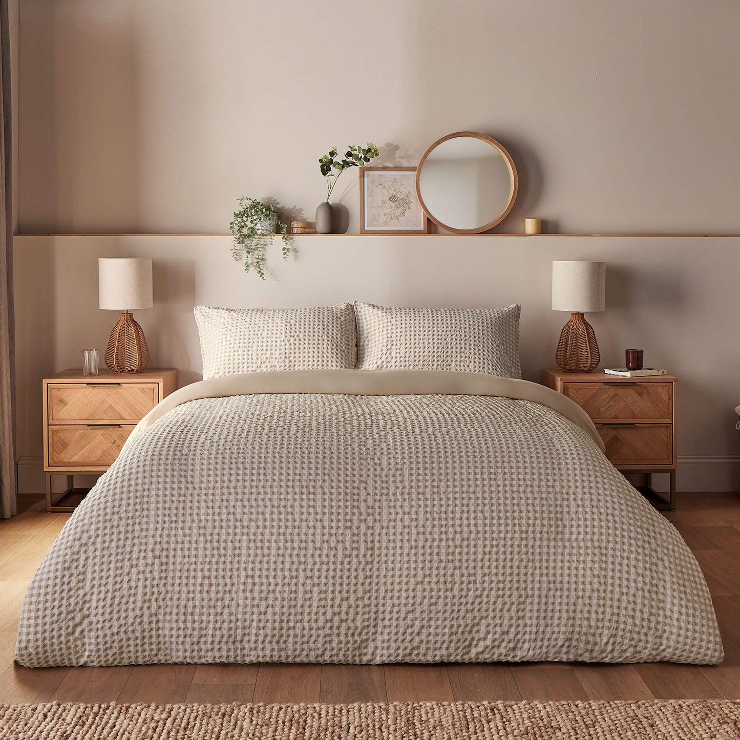 Silentnight Supersoft Natural Gingham Non-Iron Duvet Set
