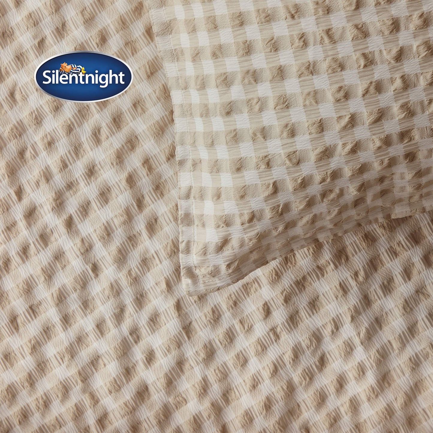Silentnight Supersoft Natural Gingham Non-Iron Duvet Set