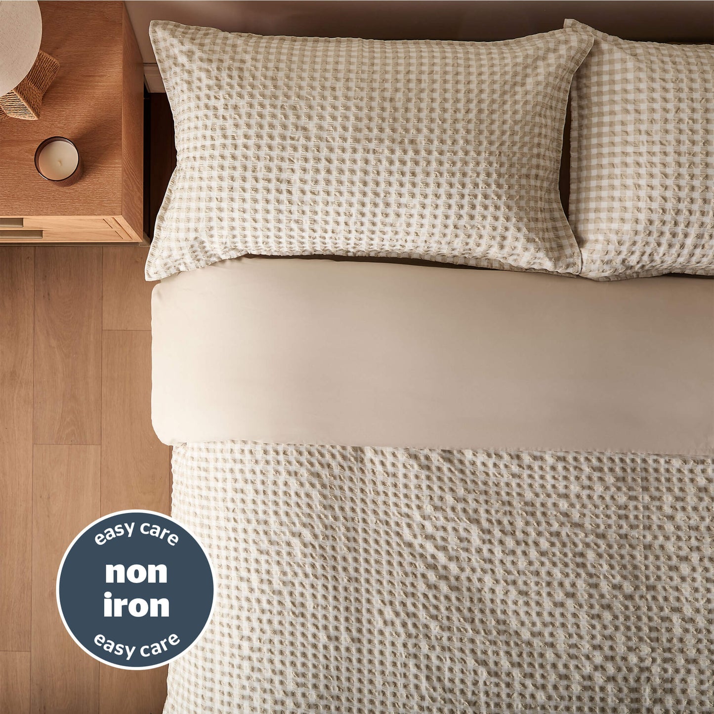 Silentnight Supersoft Natural Gingham Non-Iron Duvet Set